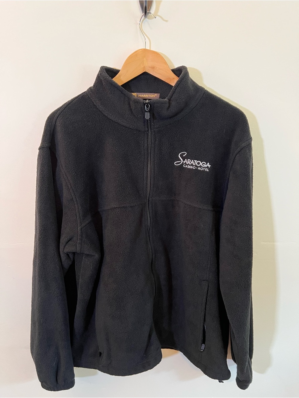 Harriton Saratoga Casino Hotel Black Fleece Full Zip Jacket Men’s Medium
